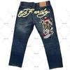 Potlačené Street Jeans pánske Y2K hip-hopové nohavice s vysokým pásom rovné retro voľné široké nohavice džínsové nohavice Európske a americké