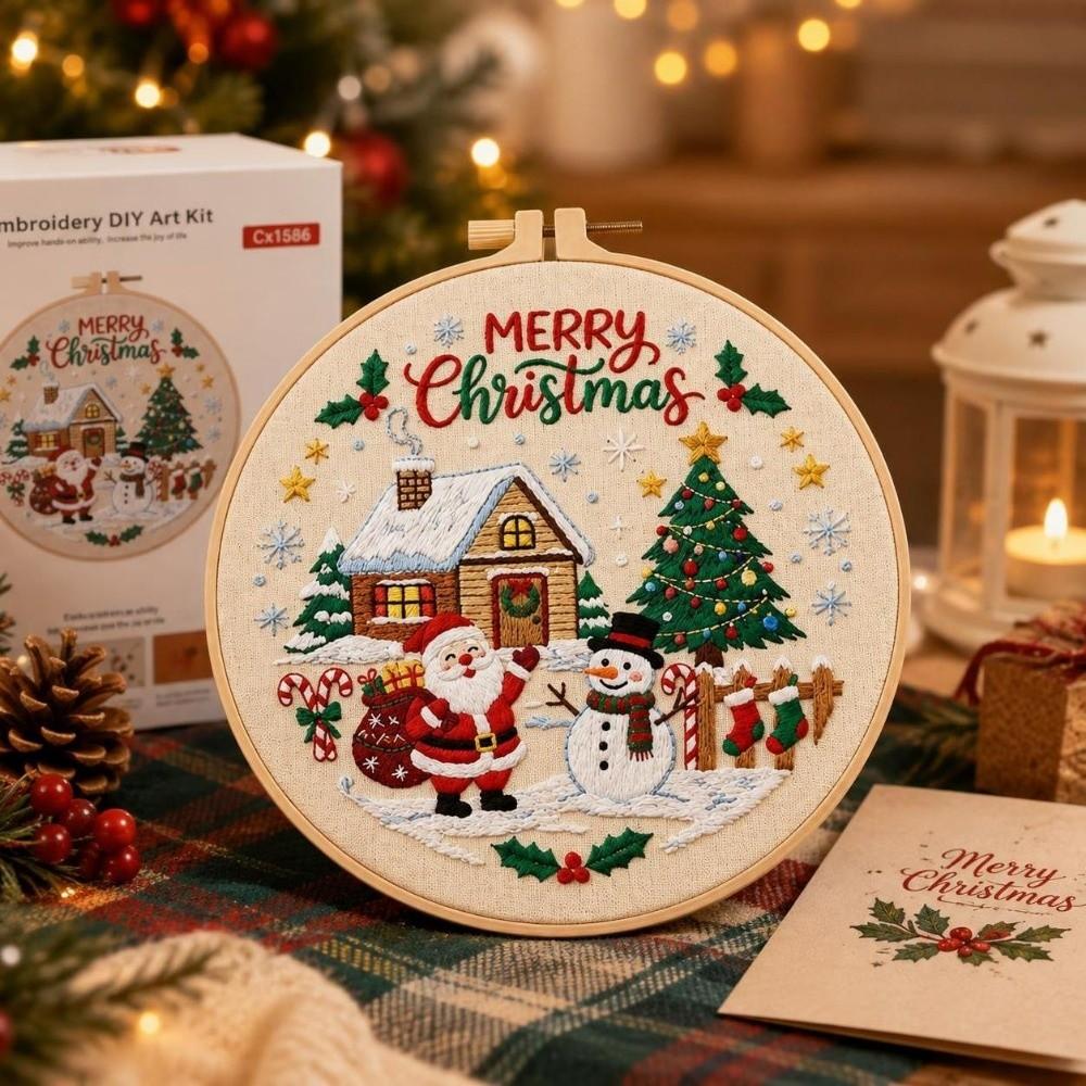 Ball Bell Cross Stitch Set Santa Claus DIY Embroidery Kit Xmas Embroidery Craft Set Adults
