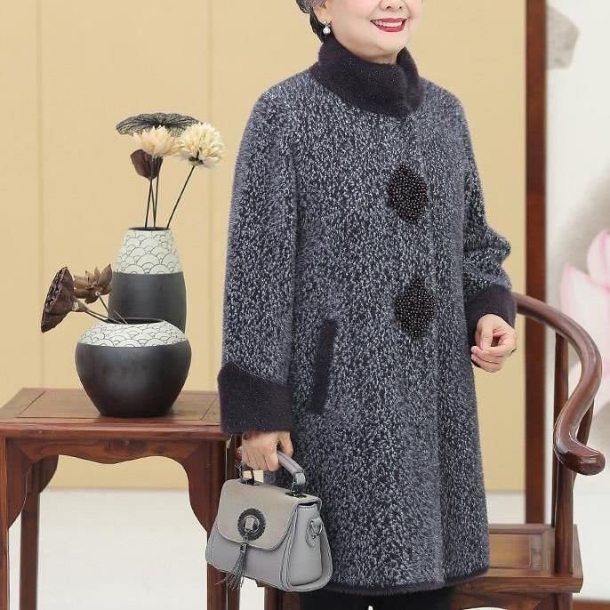 Damen Herbst und Winter Übergröße Einfarbig Verdickte Jacke Warme Oberbekleidung Mittellang Bequeme Jacke