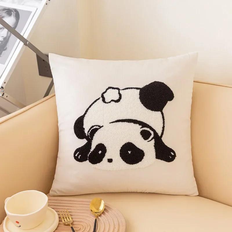 Cartoon Panda Printed Simple Cushion Cover Soft Pillow Case  Living Room Sofa Decor Home Chair Car Bedroom Decorative Pillows