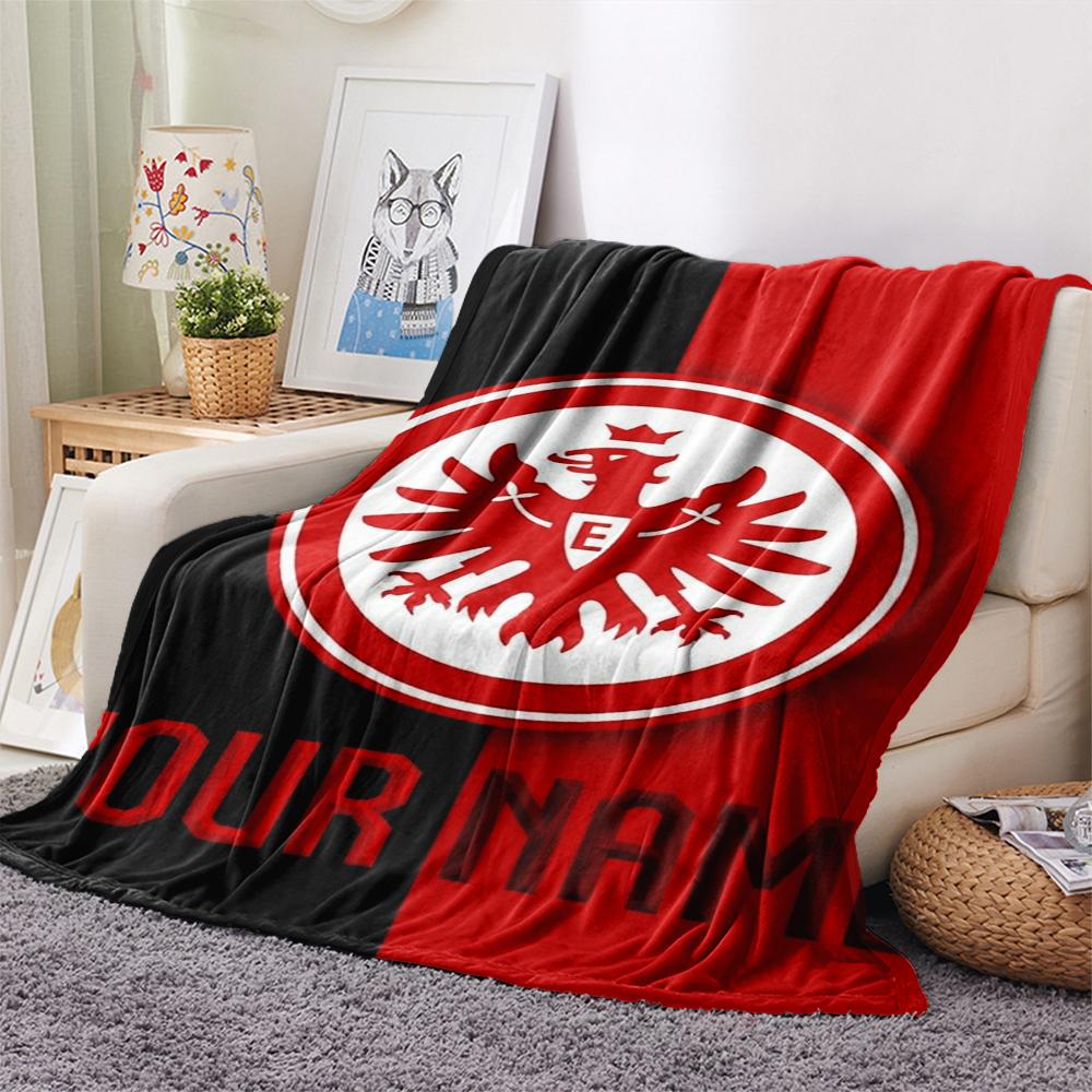 1pz Coperta in Flanella con Nome Personalizzato e Motivo Eintracht Frankfurt Adatta a Tutte le Stagioni per Arredamento Casa Calore e Comfort Regali Regalo per le Feste_xia
