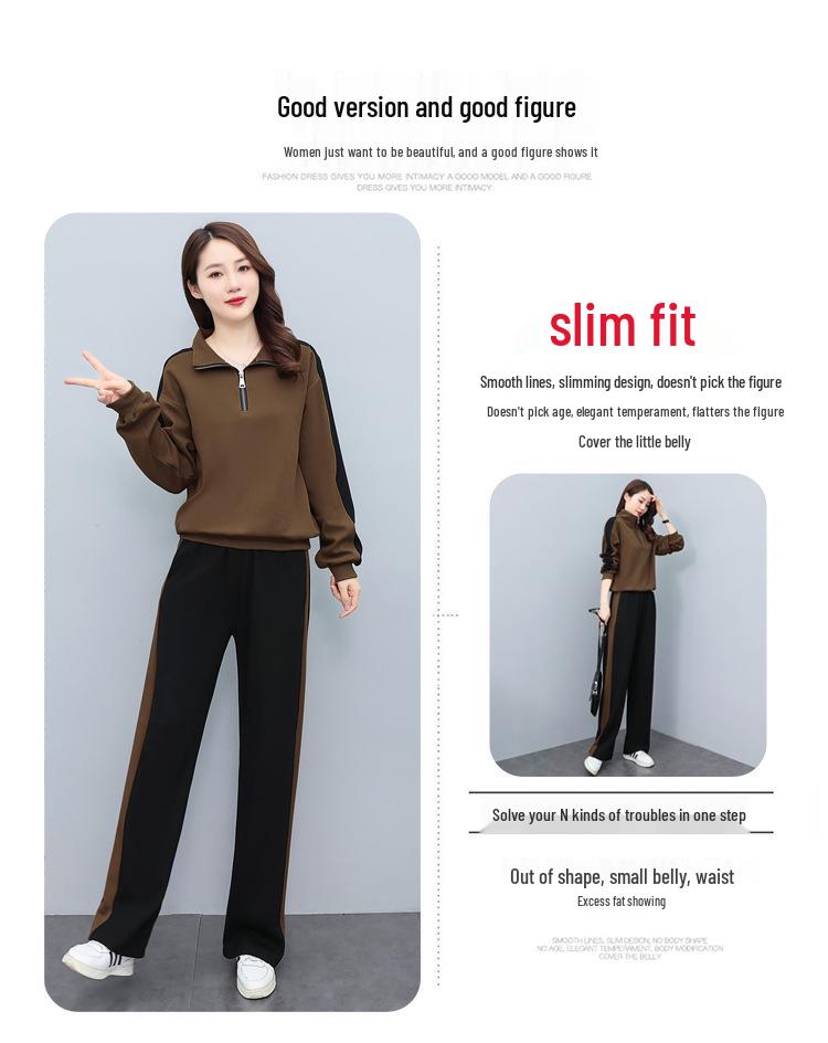 2024 Women's Early Autumn Casual Sportswear Set: Fashionable Age-Reducing Two-Piece for a Slightly Plump Silhouette