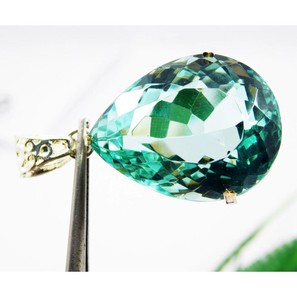 Solid Silver Pendant 84.35 Ct Natural Museum Blue Aquamarine Certify Gemstone