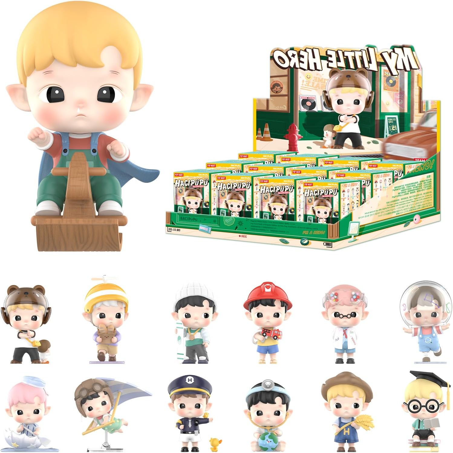 

POP MART HACIPUPU Мой маленький герой Фигурки-сюрпризы, Коробка со случайным дизайном, Игрушки для современного домашнего декора, Коллекционный набор игрушек для настольных аксессуаров, 1 шт.