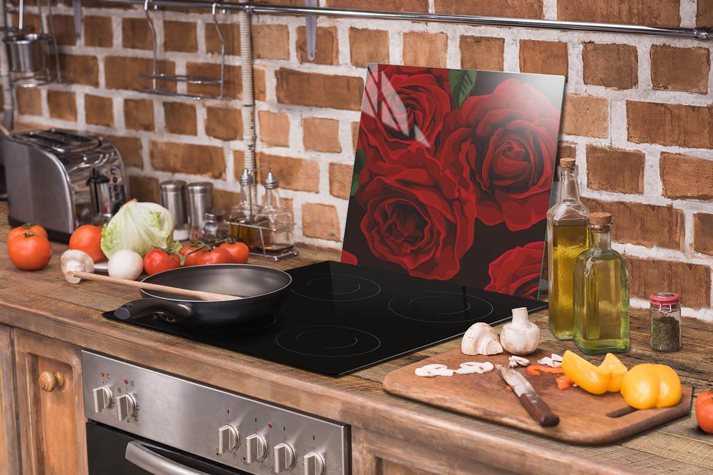 SZKLANA PŁYTA OCHRONNA NA KUCHENKĘ 50x52 RÓŻE
