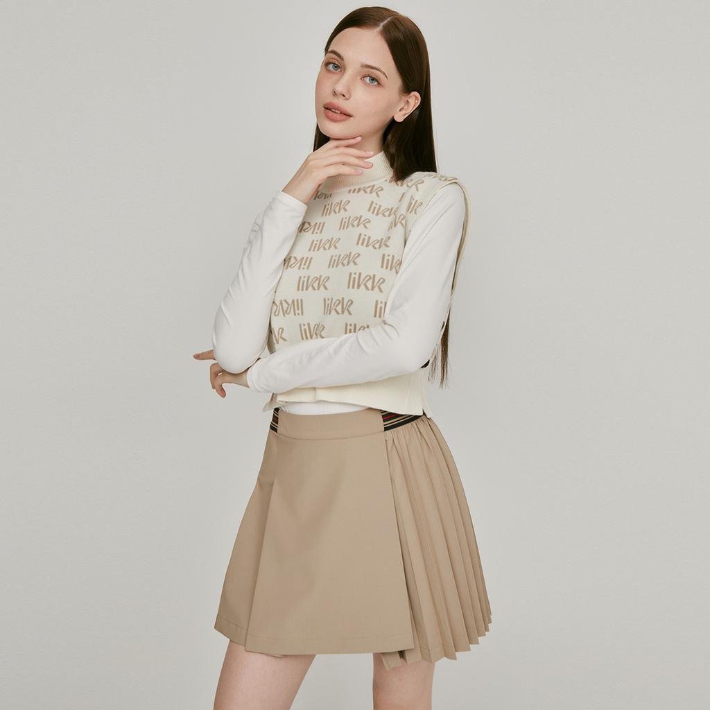 Rick Asymmetrical Half Flare Skirt (Beige)_L3C1-Sk03C