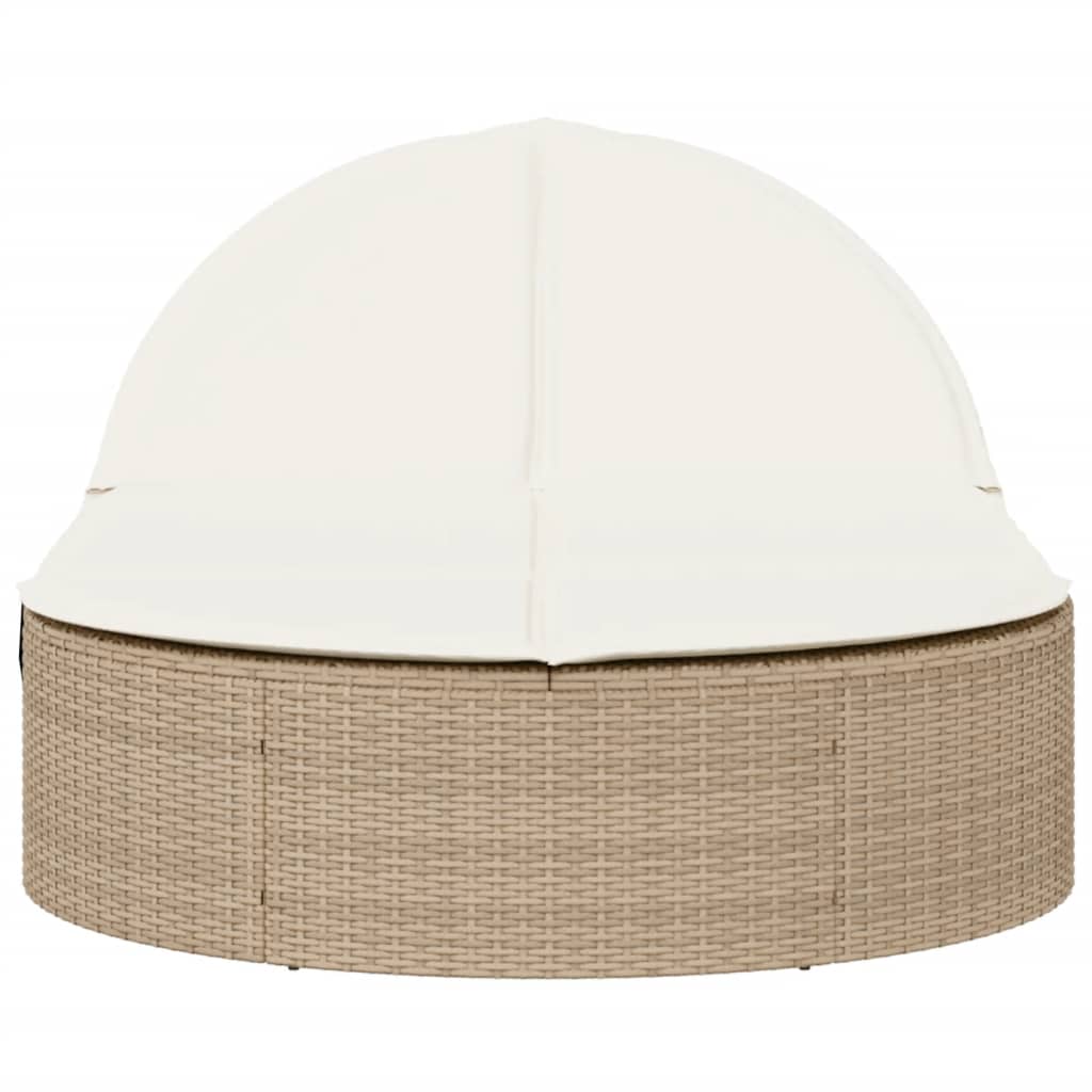 Double Sun Lounger with Cushions Beige Poly Rattan