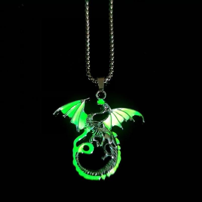 Domineering Luminous Flame Dragon Necklace Men's Cool Luminous Dragon 2025 New Fashion Trendy Men's Pendant Couple Jewelry