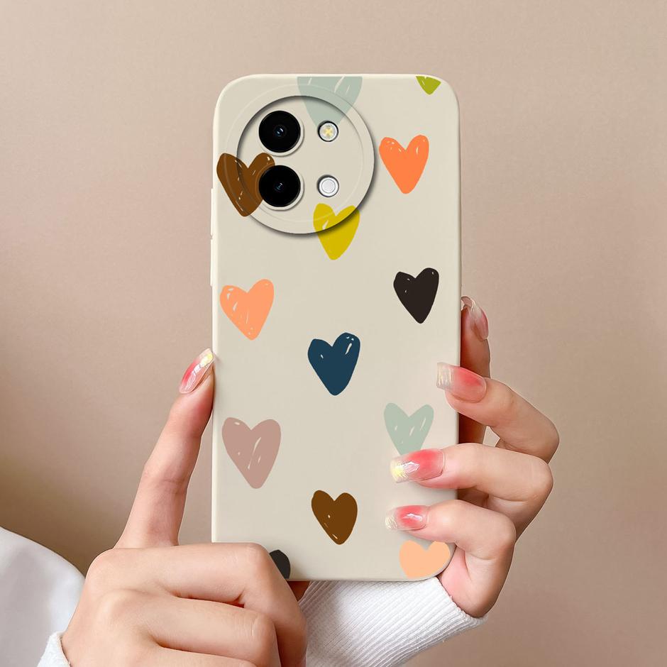For Vivo Y38 5G Cases Love Heart Flowers Liquid Silicone TPU Shockproof Cover For VivoY200i VivoT3x Prevalent Coque Funda Shell