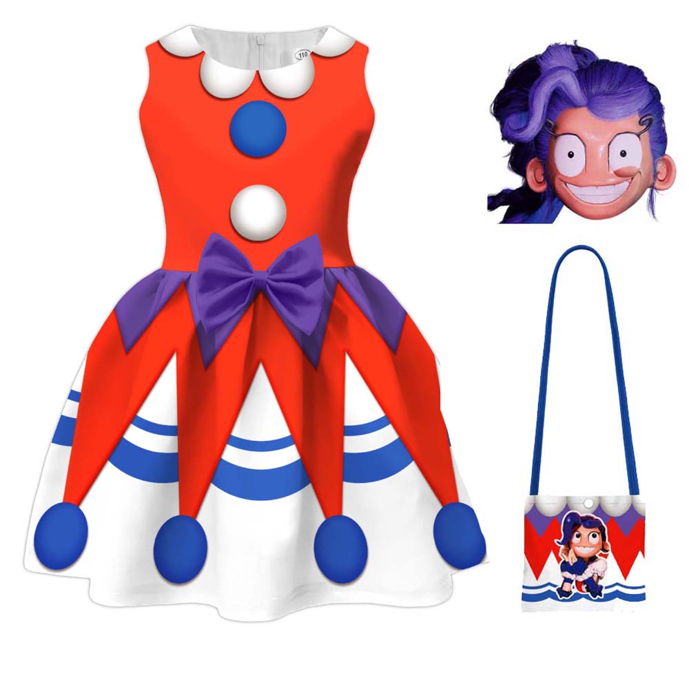 Girls Lily Cosplay Bow Dress With Free Mask Summer Outfits For Kids Halloween Carnival Party Costume Beautiful Princess Dress