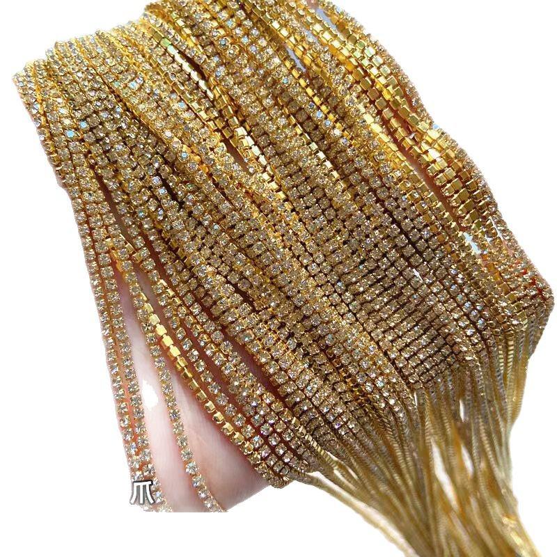 Japanese DIY Rhinestone Chain Nail Art: Luxurious 3D Metal & Pearl Decorations
