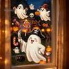 Home Window Ornaments Halloween Static Clings, Glass Stickers with Ghost Cat Bat Removable Holiday Decorations Patterns, Reusable Decals for