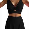 Solid Push Up High Waist Skort Sexy Two Piece Bikini Set Elegant Slimming