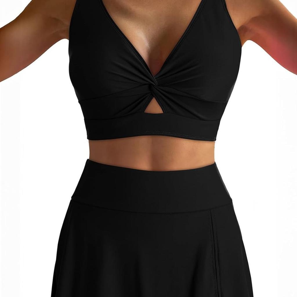 Solid Push Up High Waist Skort Sexy Two Piece Bikini Set Elegant Slimming