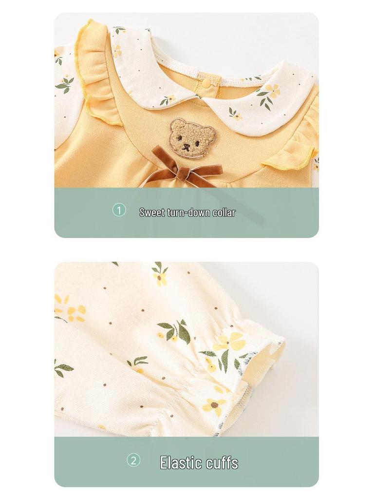 Entzückendes langärmeliges Baby-Baumwollkleid für Mädchen - Koreanische Frühlings-/Herbstmode