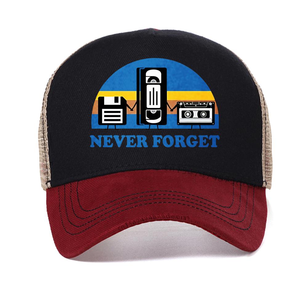 

Never Forget Pattern baseball cap Men Casual Trendy Breathable Unisex Summer Streets hip hop hat adjustable mesh Snapback hats Adjustable красный