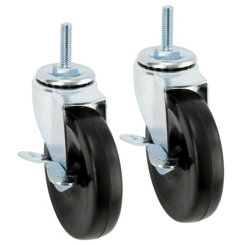 Doshisha Luminous Steel Rack Undercarriage Parts, Screw-On Rubber Casters, Set of 2 (IHL-GCL100) with Fixed Stoppers, Wheel Diameter 100mm, Height 9.8