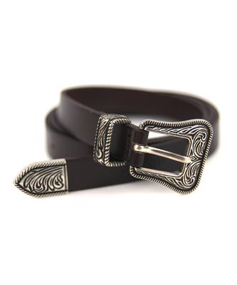 Damiswi Paisley Buckle Western Cowhide Belt_Brown