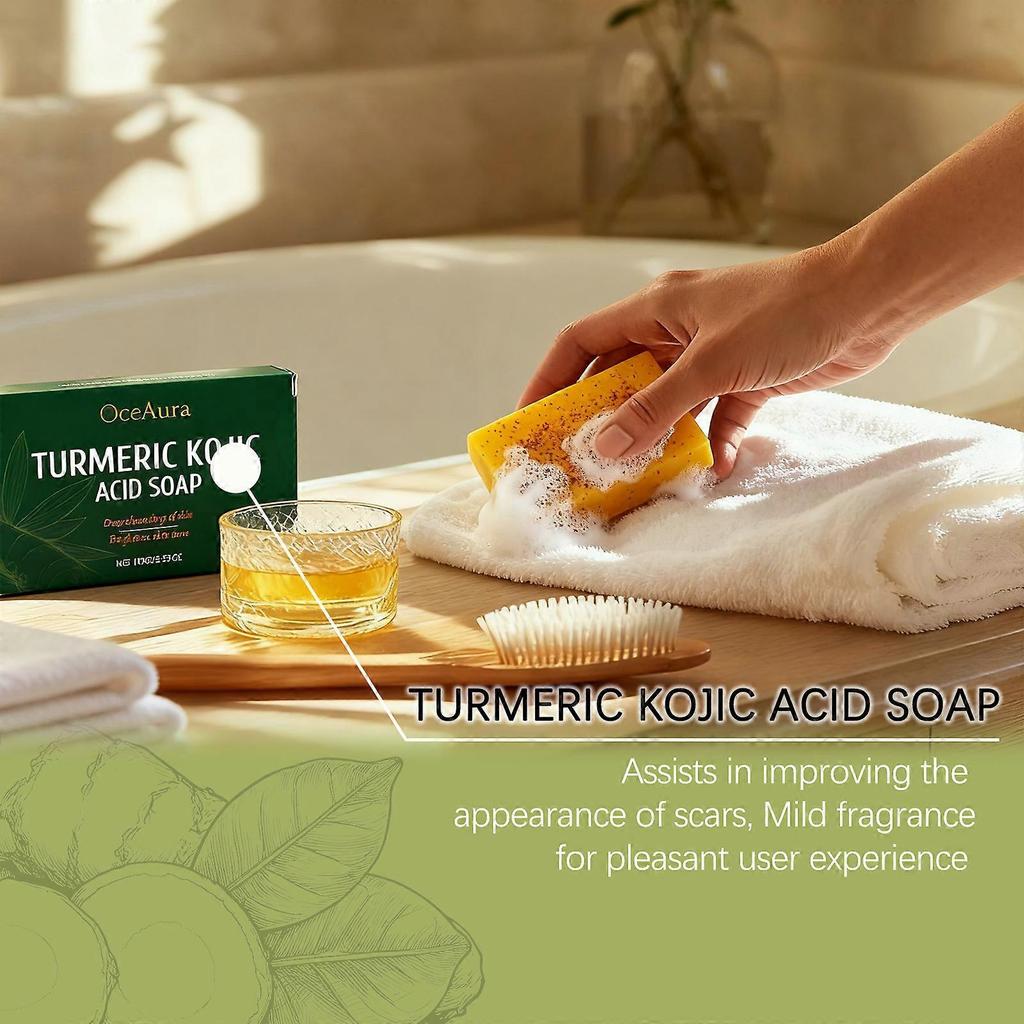 Limited time!!Oceaura Turmeric Curcumin Soap For Sensitive Skin, Brightening And Even Skin Tone, Moisturizing, Cleansing, And Fading Pigmentation