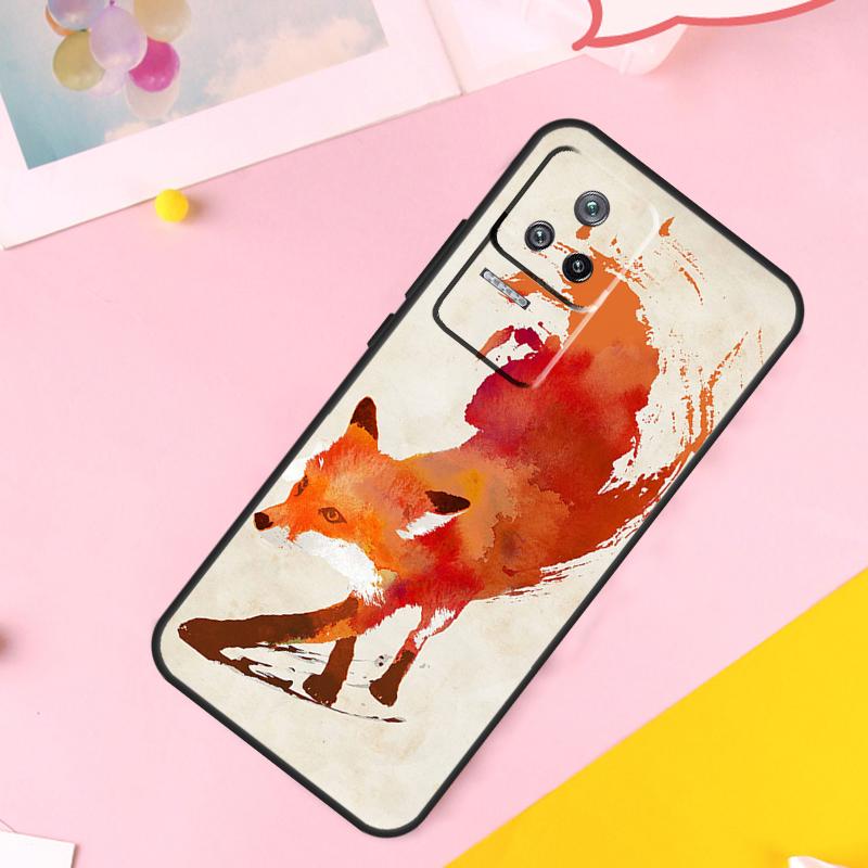 Watercolor Painting The Fox Case For Xiaomi 14 Ultra 13 11T 12T 13T Pro 12 Lite POCO X6 Pro M6 X3 X4 X5 M5s F3 F5 Cover