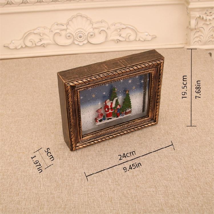 Seasonal Musical Picture Frame Feature Stmospheres LED Light Revolving Snowfalls And Durable Plastic Design