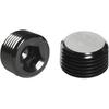 3/8 NPT Male Thread Allen Head Socket Pipe Plug Fitting Aluminum Black, Pack of 2
