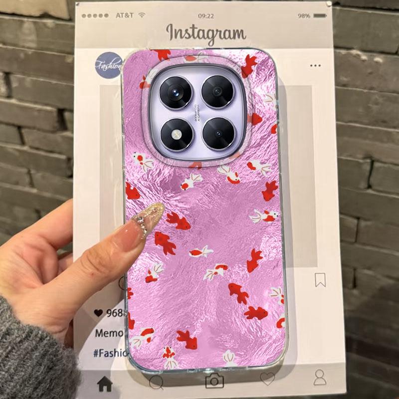 Blue Ocean Red Carp Girls Phone Case For Xiaomi 14T 13T 14Tpro 11 Lite 5G NE Shockproof Fundas Protection Back Vortex Texture Women Cover