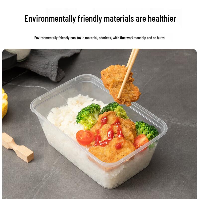 Disposable Rectangular Plastic Takeaway Boxes with Lids