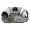 3-in-1 Cat Tunnel Bed, Convertible Play Tunnel & Warm Nest with Non-Slip Bottom, Cozy Plush Pet Mat for Cats, Rabbits