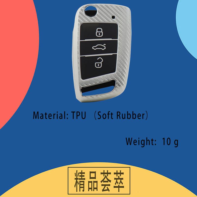 TPU Carbon Fiber Car Remote Key Cover Case Shell Key Fob for Golf Passat GTI 7 Octavia Kodiaq Karoq Protector Holder