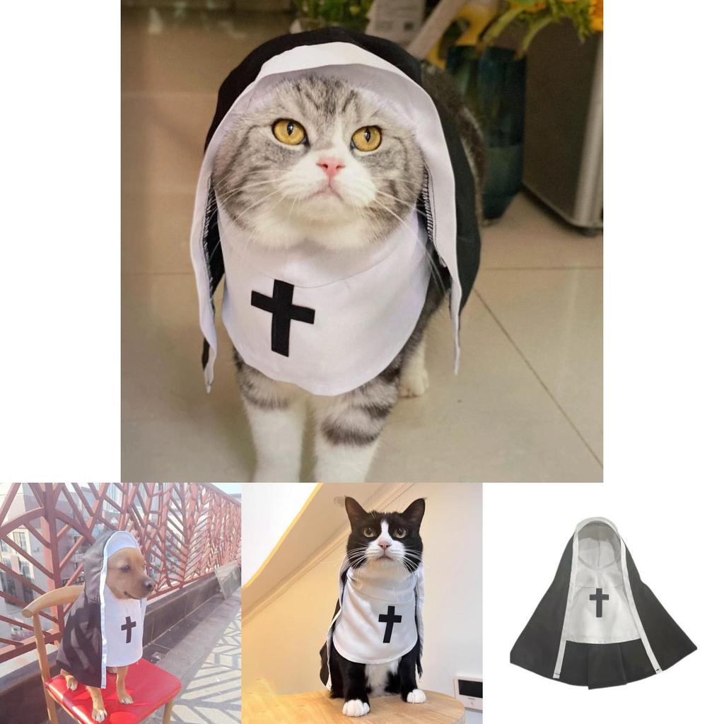 Nun Style Pet Costume Breathing Material Fun Photo Prop For Small And Medium Pets