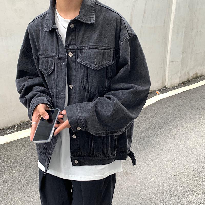 Men's Korean Style Denim Jacket – Spring/Autumn Trendy, Loose, Casual Couple's Short Workwear Outerwear