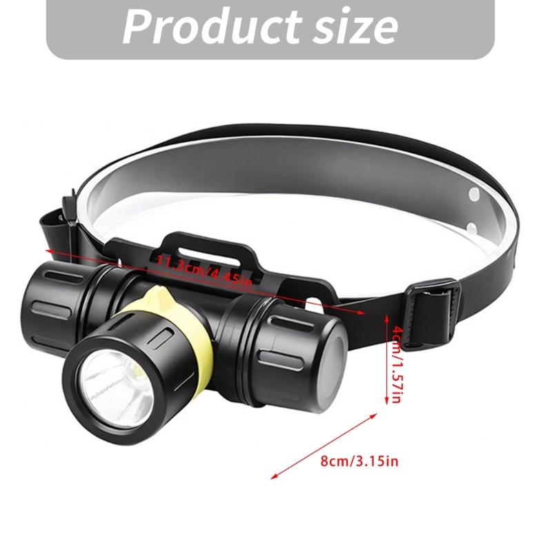 Underwater Diving Headlamp with Adjustable Head Mount, Aluminum Beam Light for Snorkeling, Night Fishing and Camping