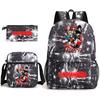 Chainsaw Man Anime Schulrucksack Set mit Umhängetasche Federmäppchen 3 Teile für Teenager Kinder Tägliche Schultasche
