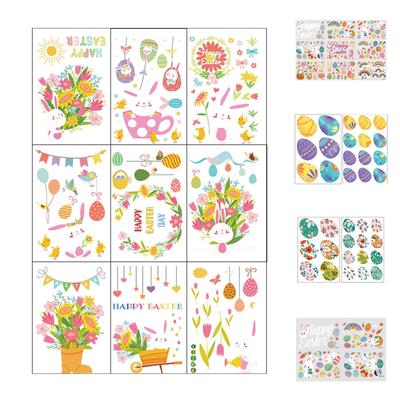 Cartoon Easter Bunny Egg Window Sticker Static Sticker Double-sided Visible Glass Sticker Window Decoration Sticker