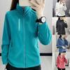 Giacca da Donna Primavera Inverno Collo Alto Pile Polare Chiusura con Cerniera Giacca Manica Lunga Tinta Unita Cardigan Tieni Caldo Sport Capispalla con Tasche