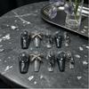 High-End 3D Black Crystal Butterfly Gradient Rose Press-On Nails