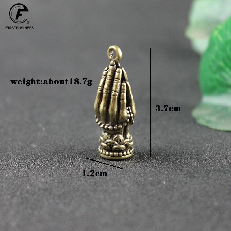 Handmade Brass Buddhism Praying Buddha Hand With Lotus Base DIY Copper Zen Bracelet Beads Desk Decor Mini Hand Pray Figurines