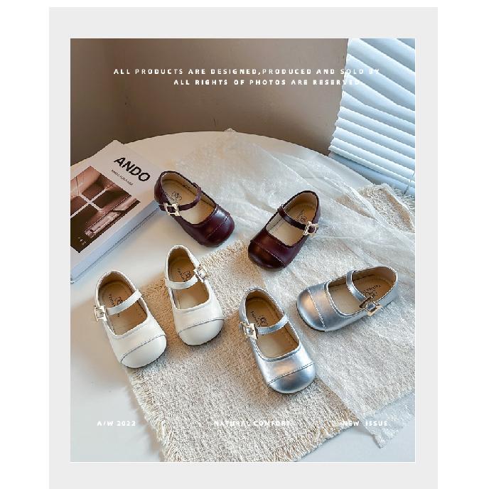 Girls' Solid Color Flats2026Spring and Summer New Models of Children's Loafers for Small, Medium, and Large Kids, Simple Children's Leather Shoes,