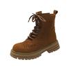 Brown thick-soled rhubarb boots women's 2025 summer new inner heightening hollow Martin boots short boots western cowboy boots