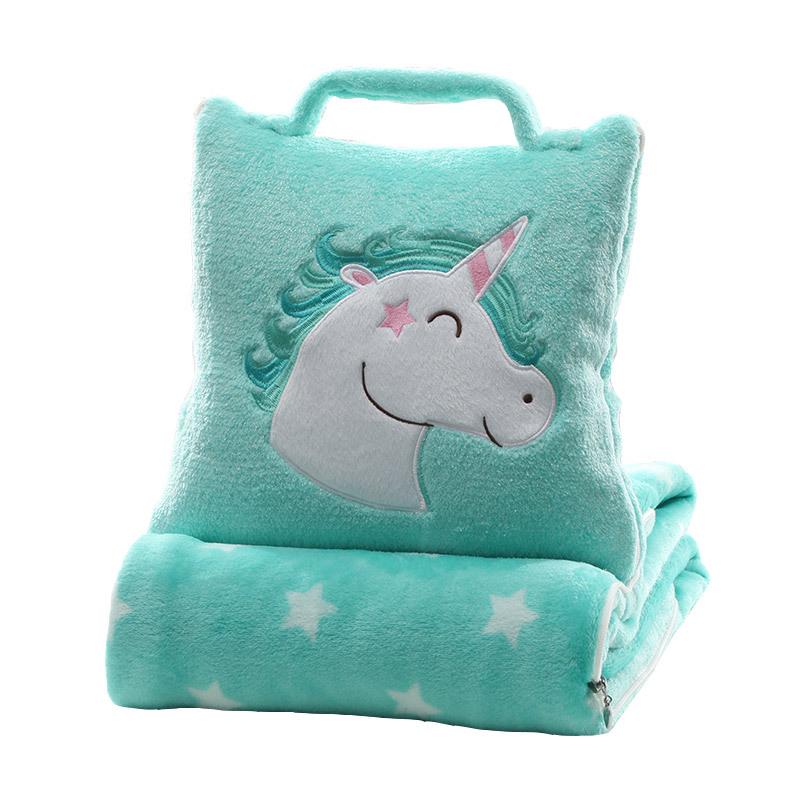 Customized Cartoon Pillow-Blanket: Portable for Car, Crib, or Dormitory Use