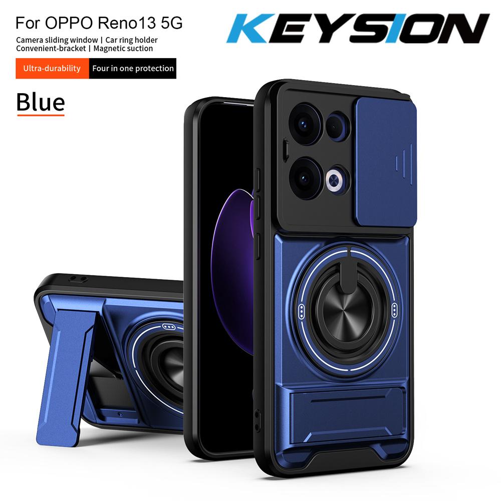KEYSION Magnetic Phone Case for OPPO Reno13 Pro 5G Reno13 F 5G Slide Camera Protection Upright Kickstand Ring Shockproof Cover