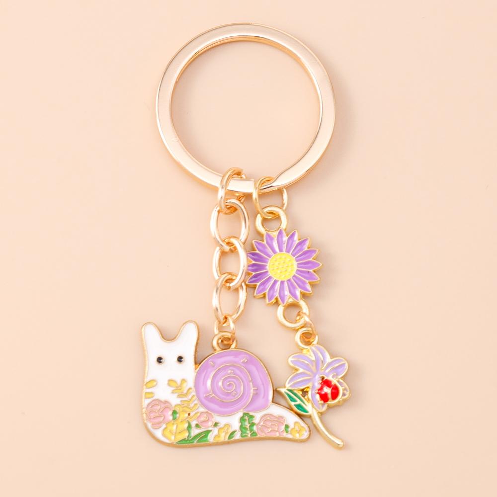 Pretty Flower Wreath Keychain Women Girls Cat Rabbit Butterfly Key Ring Pendants for Handbag Decor DIY Key Chain Jewelry Gifts