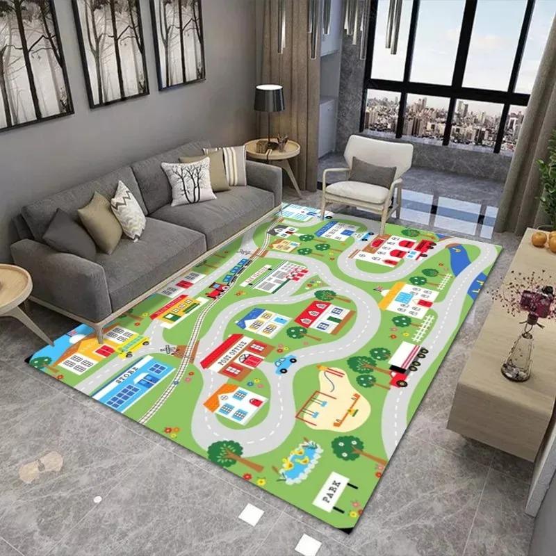 Children's Play Carpet Rail Large-area Carpet Suitable for Living Room and Kids Bedroom Mats Anti Slip Wear-resistant Soft Rug