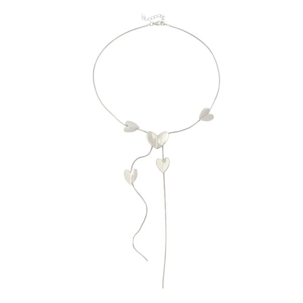 Metal Sequin Tassel Necklace Fashion Long Pendant Necklace Geometric Necklace  Party Celebrations Silver Heart