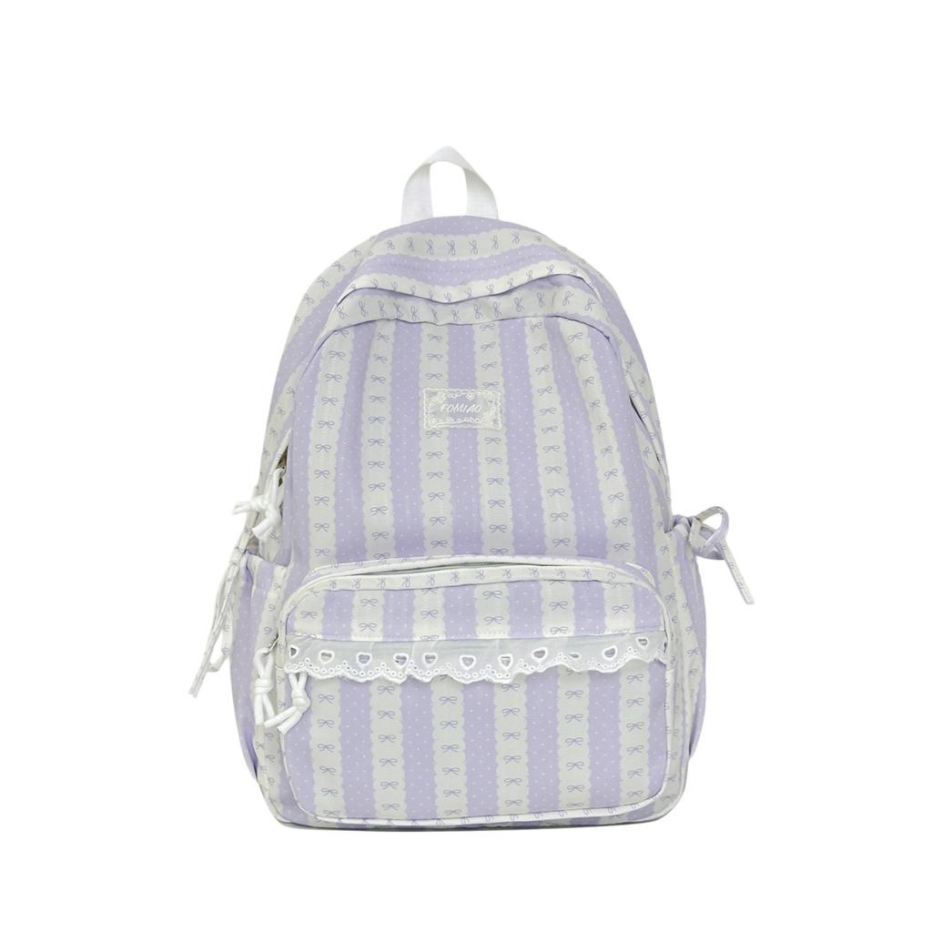 Schoolbag Gentle Fresh Color Scheme Striped Design Backpack Girl Student Party Daily Commuting Shopping Spring Outing Schoolbag