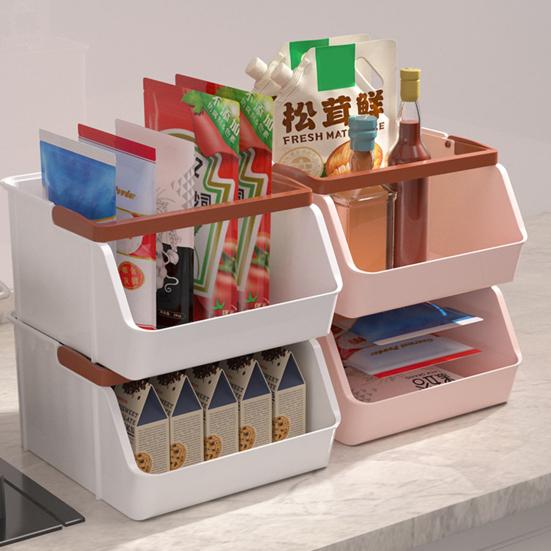 Desktop-Aufbewahrungsbehälter Kunststoff-Aufbewahrungsbox mit Griff Stapelbarer Aufbewahrungs-Organizer für Snacks Toilettenartikel Küchengewürze Büro Heimgebrauch
