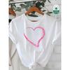 European Size Fashion Wo Summer T-Shirt with Heart Pattern Printing | 180Gt Pure Fabric, Black and White, Regular Style, Comfortable and Elastic