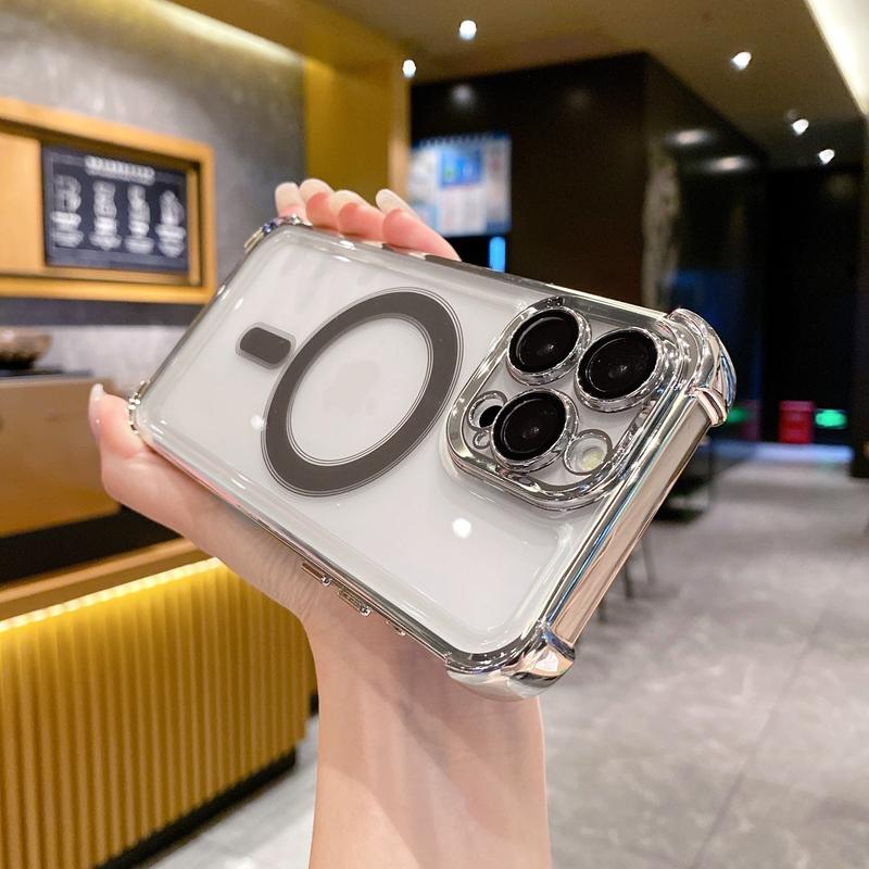 Luxuriöse, stoßfeste Panzerung für die kabellose Magsafe-Ladehülle für das iPhone 15 14 Plus 13 12 11 Pro Max, klare magnetische Abdeckung