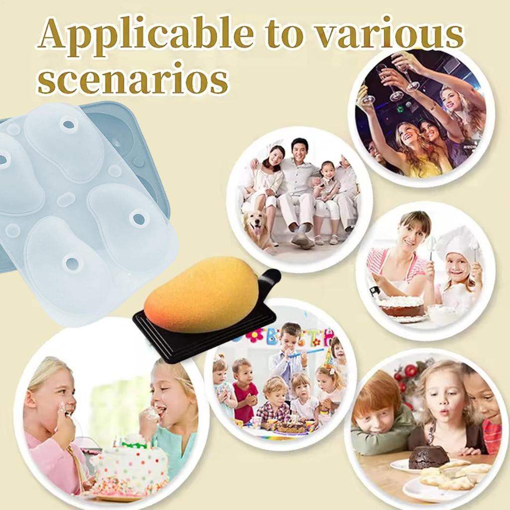 Mousseformar Silikon 3D Mangofigur Tvålformar Kakform 4 Fack för Gelé Pudding Choklad Semesterfestplanerare Kök